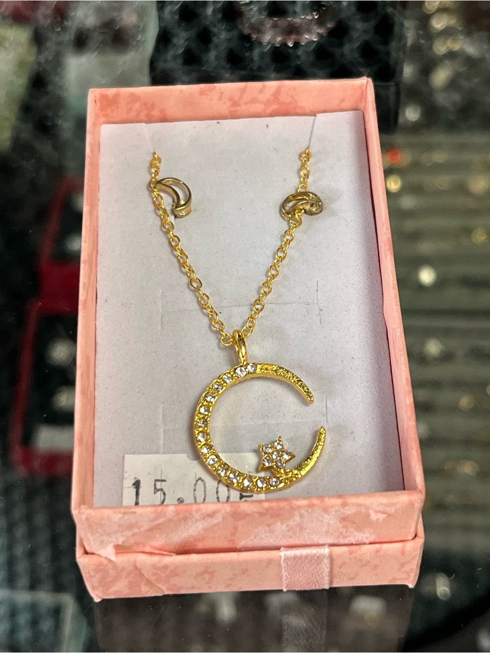 Gold Crescent Moon and Star Necklace - Women's Jewelry